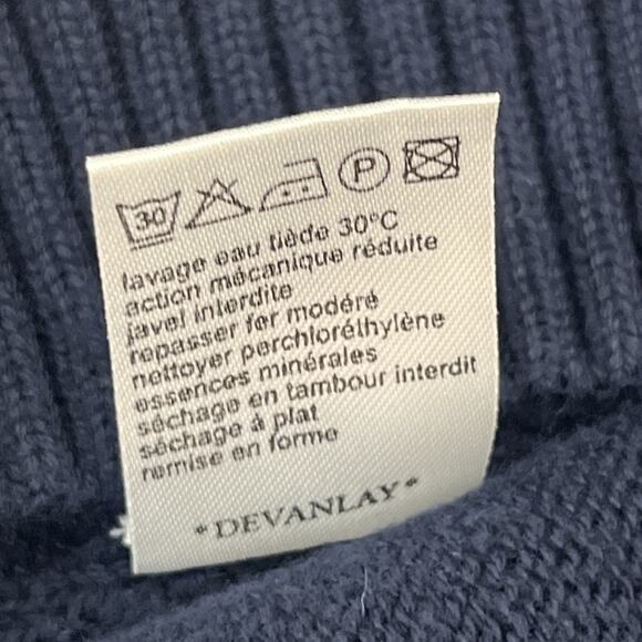 Lacoste Knit Cotton Sweater Mens 7 XL Navy Green Stripe Logo Pullover Jumper - Picture 8 of 9